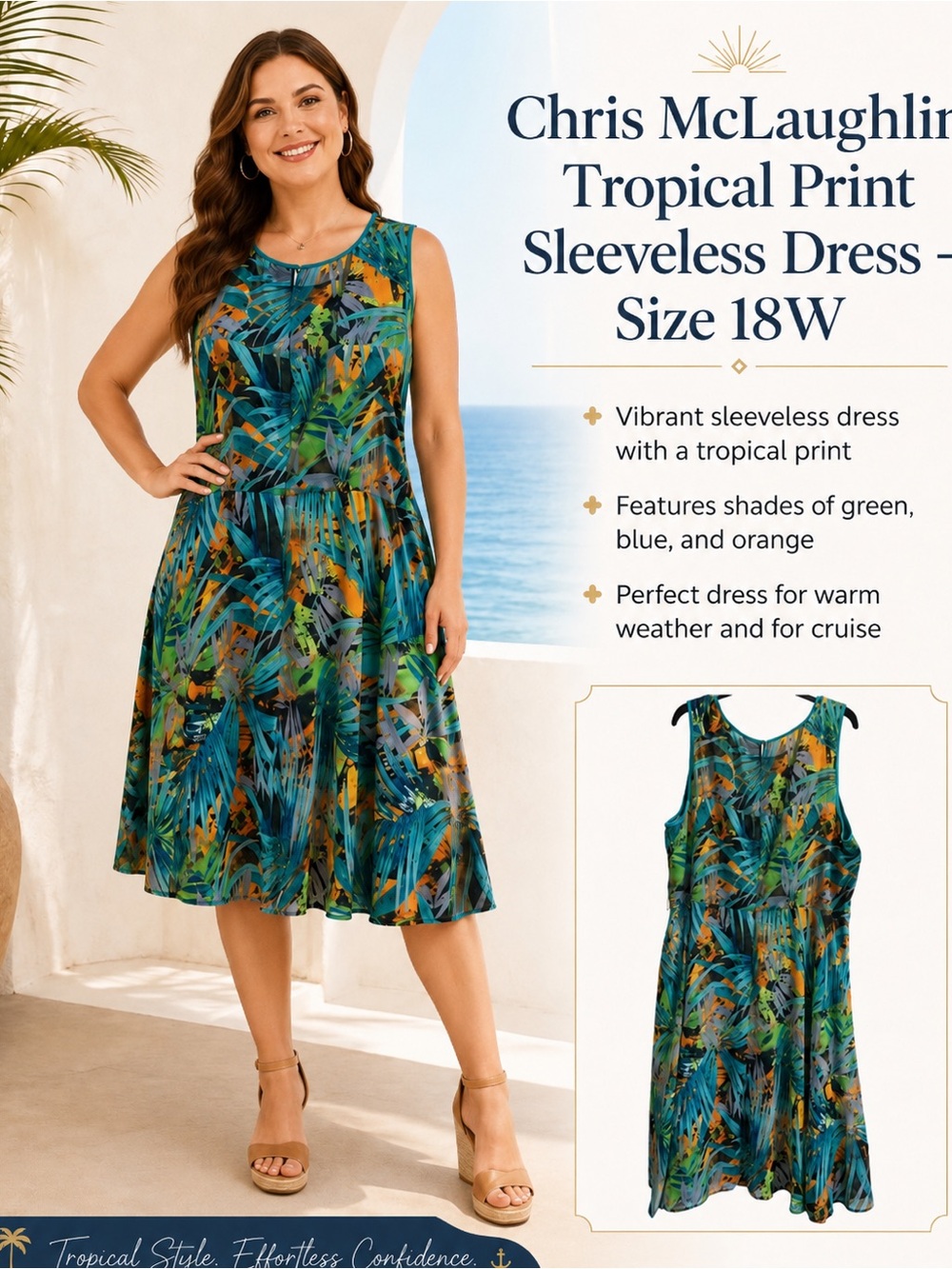 Chris McLaughlin Tropical Print Sleeveless Dress - Size 18W